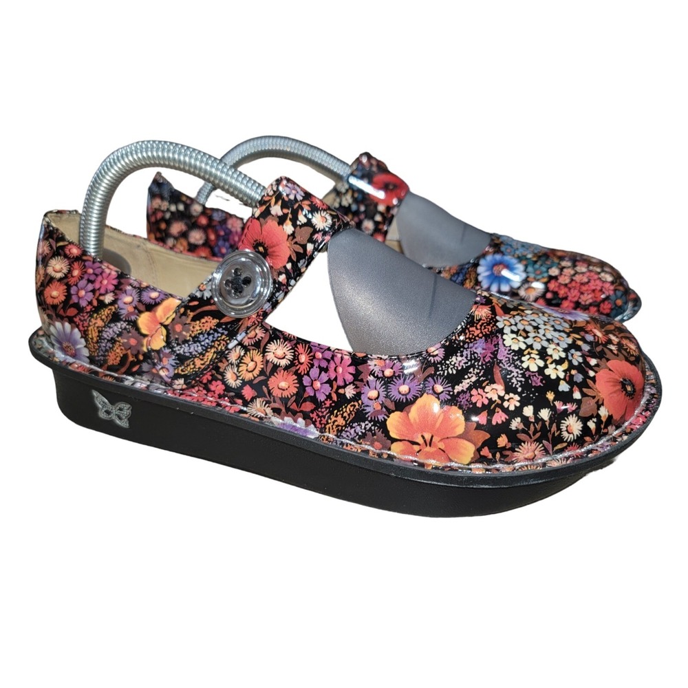 Alegria Paloma Midnight Garden Patent Leather Shoes Comfort Walking US 11.5 -12